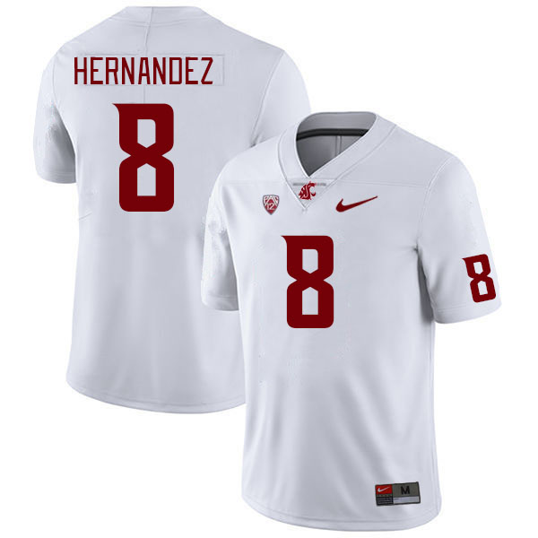 Washington State Cougars #8 Carlos Hernandez College Football Jerseys Stitched Sale-White
